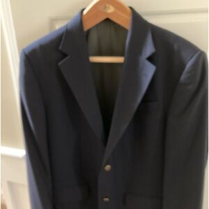 Oscar de la Renta blazer navy blue 100% wool 40R 2 button ventless